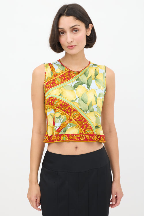 Dolce & Gabbana Yellow & Multicolour Lemon Printed Tank Top