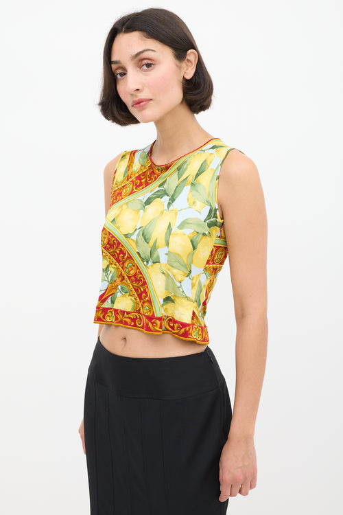 Dolce & Gabbana Yellow & Multicolour Lemon Printed Tank Top