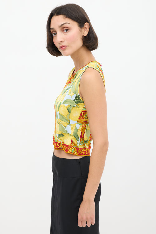 Dolce & Gabbana Yellow & Multicolour Lemon Printed Tank Top