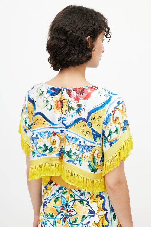 Dolce & Gabbana Yellow & Multicolour Majolica Silk Co-Ord Set