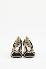 Dolce & Gabbana Black & Gold Suede Buckle Heel
