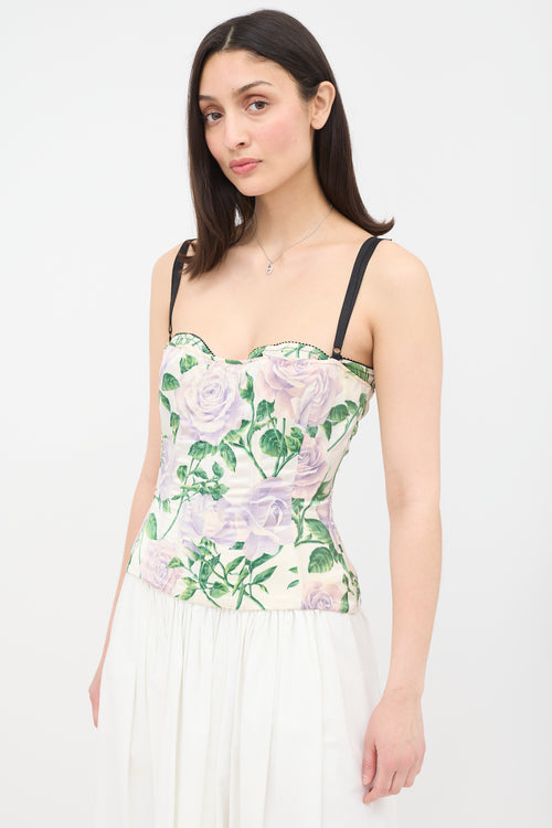 Dolce & Gabbana 2000s Silk Rose Corset Top