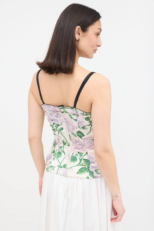 Dolce & Gabbana 2000s Silk Rose Corset Top