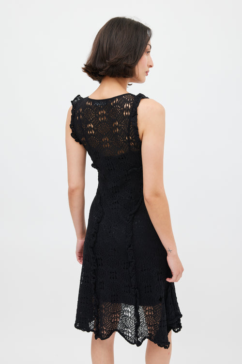 Dolce & Gabbana Black Crochet Sleeveless Midi Dress