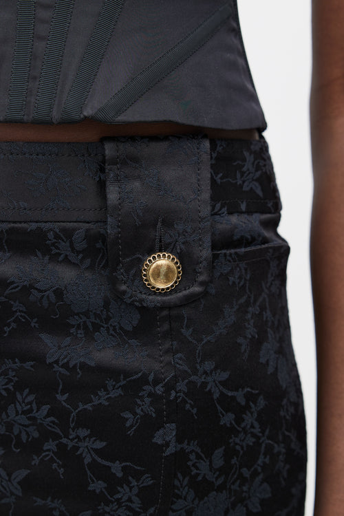 Dolce & Gabbana Black & Gold Floral Jacquard Skirt