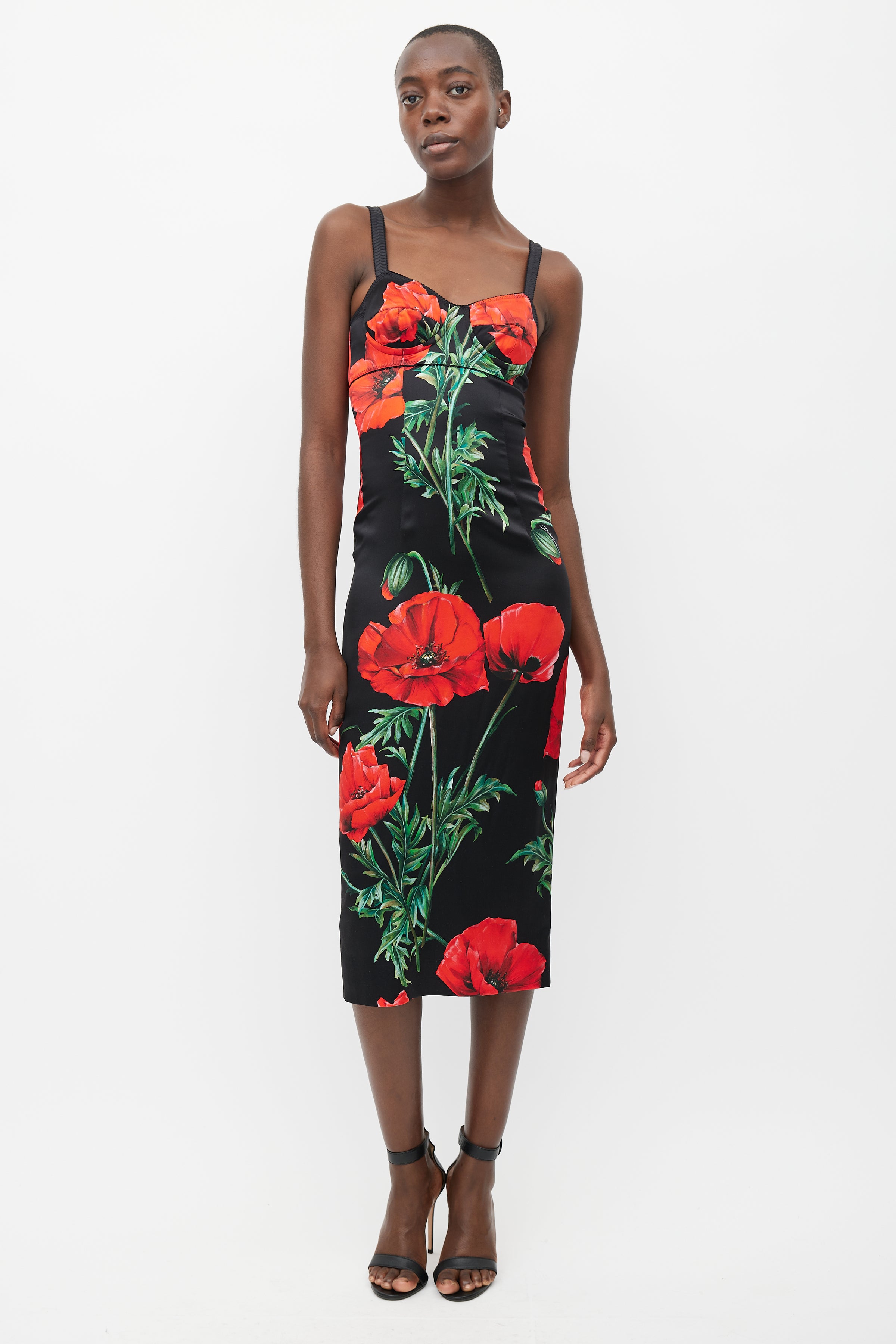Dolce & Gabbana // Black & Red Silk Floral Dress VSP Consignment Dolce & Gabbana // Black & Red Silk Floral Dress VSP Consignment