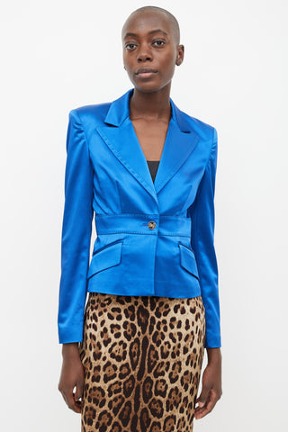 Dolce & Gabbana Blue Satin Blazer