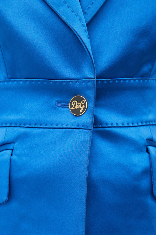 Dolce & Gabbana Blue Satin Blazer