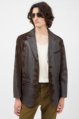 Dolce & Gabbana Brown Embossed Leather Blazer
