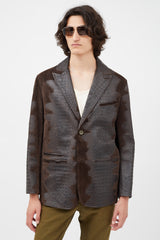 Dolce & Gabbana Brown Embossed Leather Blazer
