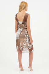 Dolce & Gabbana Brown & White Mesh Tulle Dress
