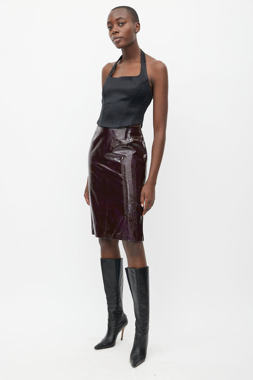 Dolce & Gabbana Burgundy Patent Leather Pencil Skirt