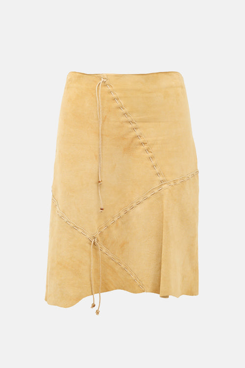 Dolce & Gabbana D&G FW 2002 Suede Patchwork Skirt