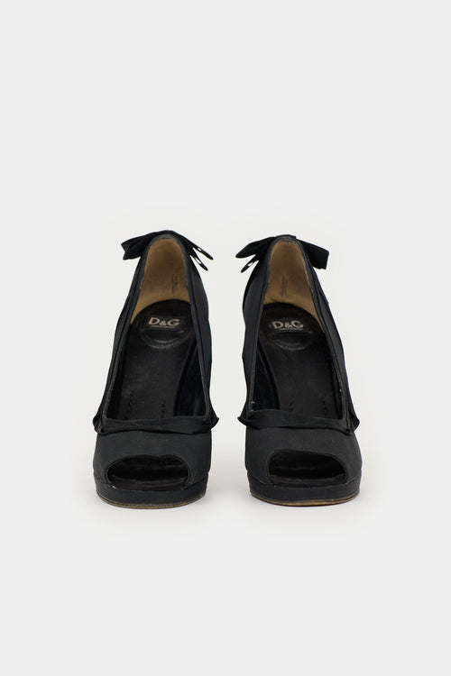 Dolce & Gabbana D&G Satin Peep Toe  Pump