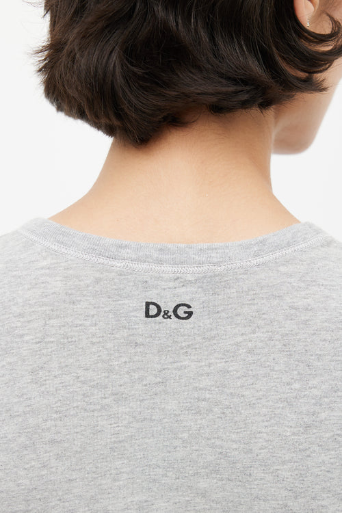 Dolce & Gabbana Grey Graphic Print T-Shirt