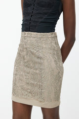 Dolce & Gabbana Khaki Green Lace Pencil Skirt