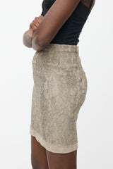 Dolce & Gabbana Khaki Green Lace Pencil Skirt