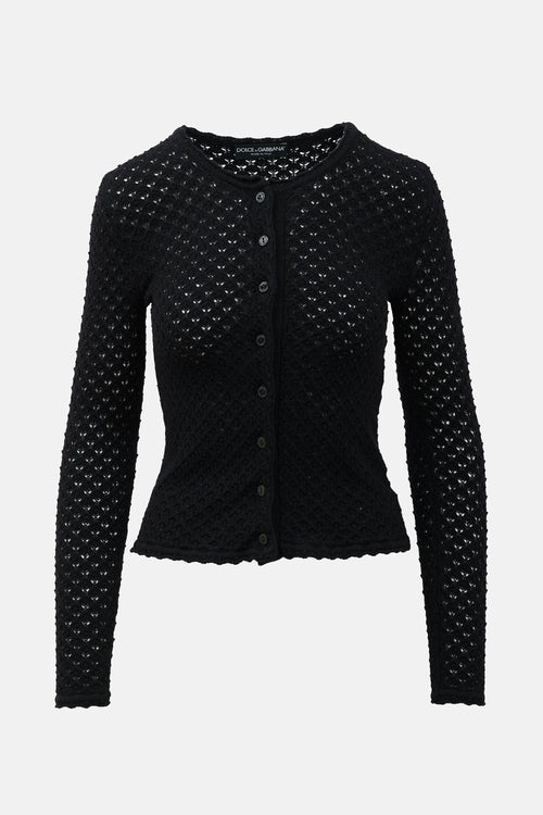 Dolce & Gabbana Wool Pointelle Knit Cardigan