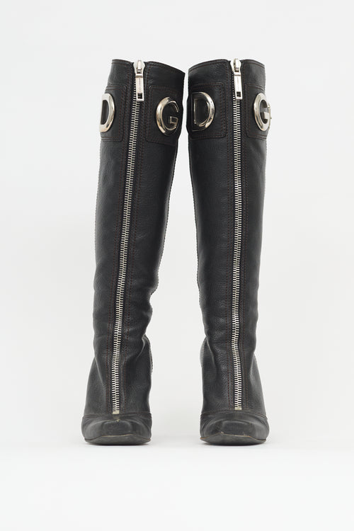 Dolce & Gabbana Leather Logo Boot