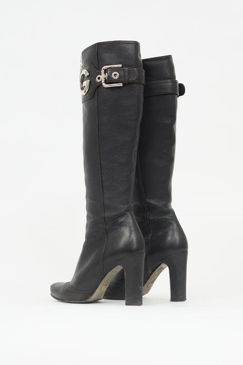 Dolce & Gabbana Leather Logo Boot