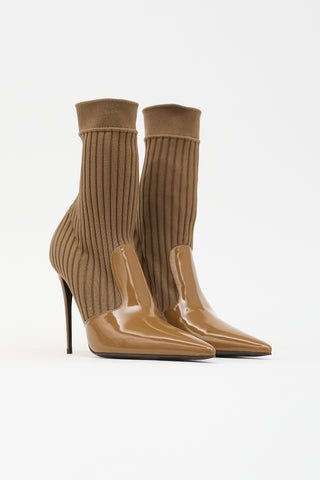 Dolce & Gabbana Patent Sock Ankle Boot