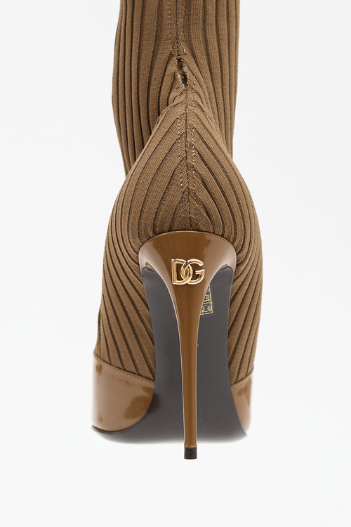 Dolce & Gabbana Patent Sock Ankle Boot