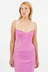 Dolce & Gabbana Pink Lace Corset Co-Ord Set