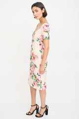 Dolce & Gabbana Pink & Multicolour Floral Sheath Dress