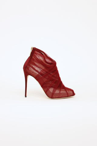 Dolce & Gabbana Red Tulle Peep Toe Heel