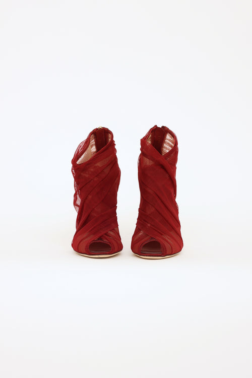 Dolce & Gabbana Red Tulle Peep Toe Heel
