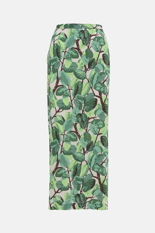 Dolce & Gabbana SS 1997 Silk Leaf Print Skirt