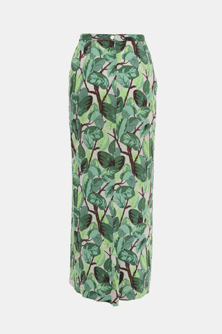 Dolce & Gabbana SS 1997 Silk Leaf Print Skirt