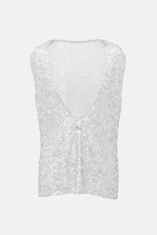 Dolce & Gabbana Sequin DG Sleeveless Top