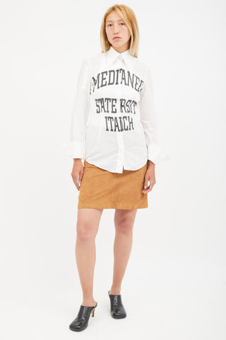 Dolce & Gabbana White & Black Collegiate Print Shirt