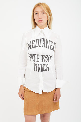 Dolce & Gabbana White & Black Collegiate Print Shirt