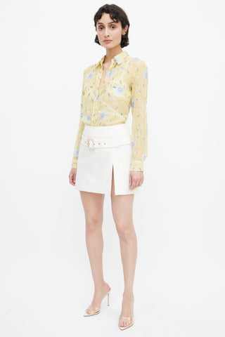 Dolce & Gabbana White & Gold Belted Skirt
