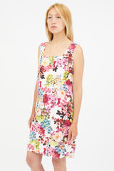Dolce & Gabbana White & Multicolour Floral Jacquard Dress