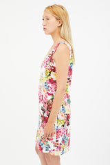 Dolce & Gabbana White & Multicolour Floral Jacquard Dress