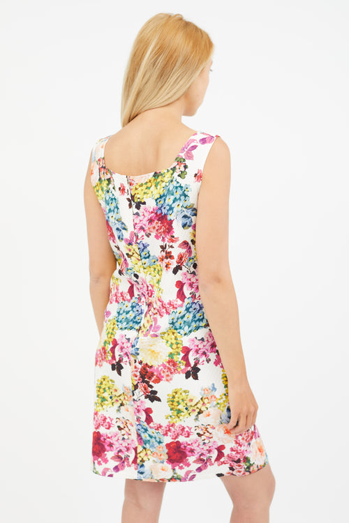 Dolce & Gabbana White & Multicolour Floral Jacquard Dress