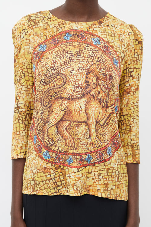 Dolce & Gabbana Yellow & Multicolour Mosaic Print Top