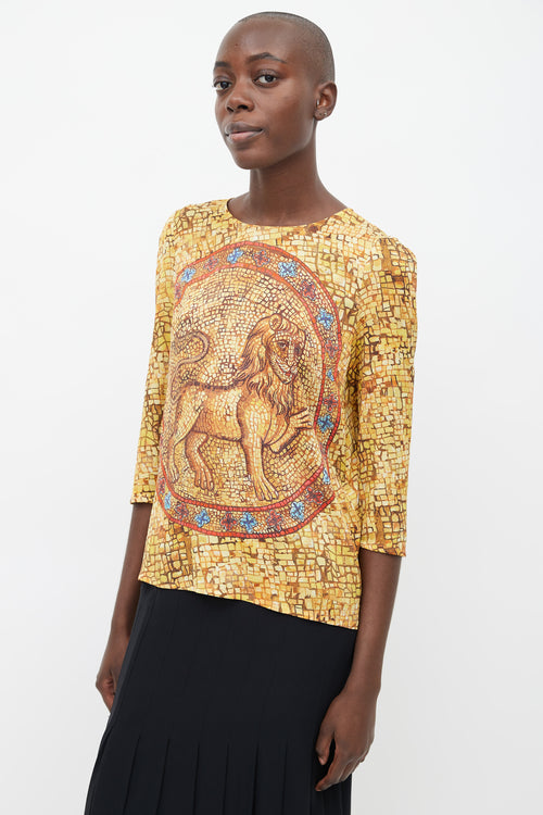 Dolce & Gabbana Yellow & Multicolour Mosaic Print Top