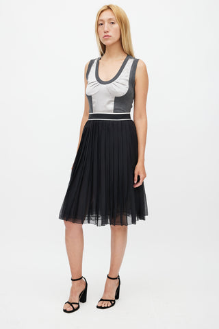 Dolce & Gabbana Black & White Silk Sheer Skirt