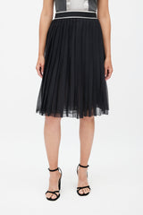 Dolce & Gabbana Black & White Silk Sheer Skirt