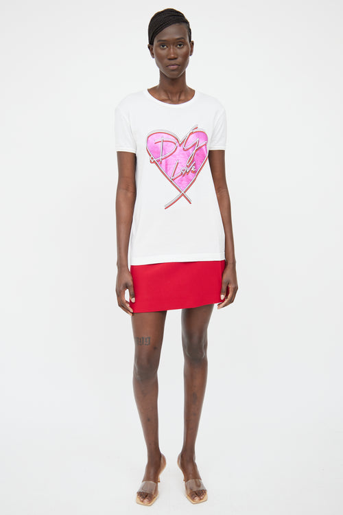 Dolce & Gabbana Pink & White With Love Short Sleeve Top
