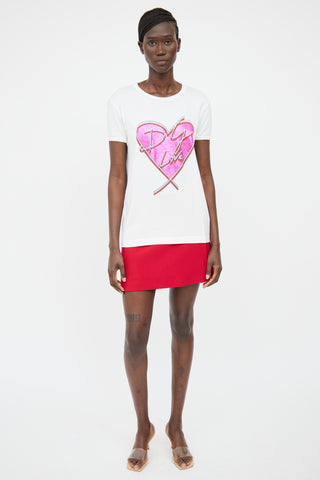 Dolce & Gabbana Pink & White With Love Short Sleeve Top