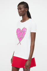 Dolce & Gabbana Pink & White With Love Short Sleeve Top