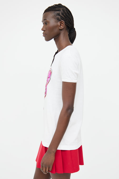 Dolce & Gabbana Pink & White With Love Short Sleeve Top