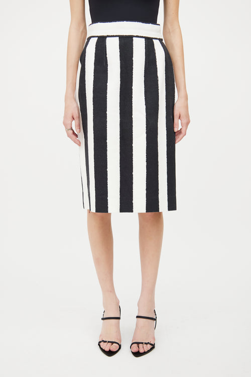 Dolce & Gabbana Black & White Midi Skirt