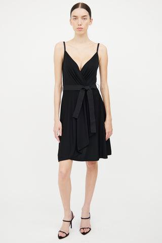 Dolce & Gabbana Black Wrap Pleat Silk Dress