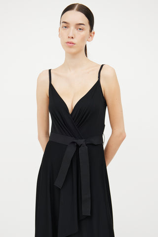 Dolce & Gabbana Black Wrap Pleat Silk Dress